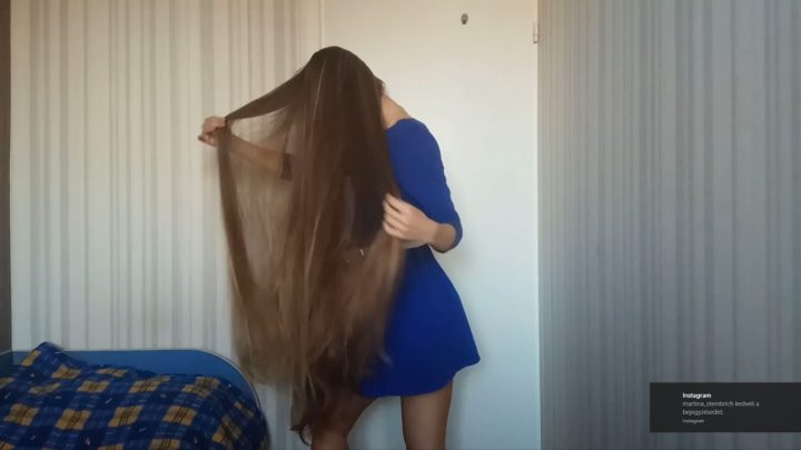 Vera Kosyakina - Thigh Length Hair Play by the Bed in Blue Dress - Image 3