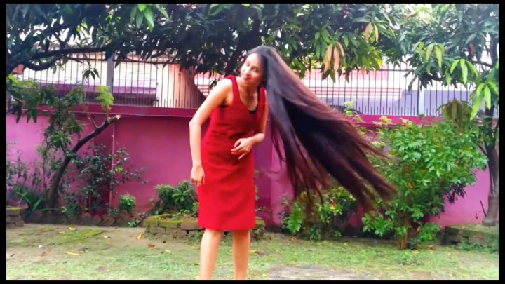 Beautiful Rapunzel Maitreni Sensual Hairplay with Calf Length Silky Tresses (Combing & Flipping) - Image 10