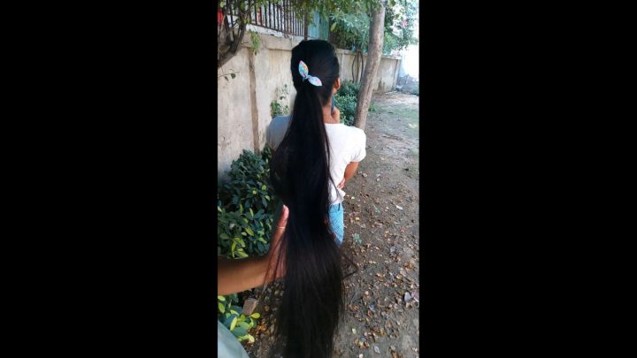 Hair Play by a Friend, Ponytails, Bun Drops, Combing with Beautiful Knee Length Dense Hair - Image 8