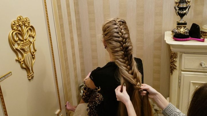 Mermaid French Braid Hairstyle Step by Step for Very Long Hair - Image 11