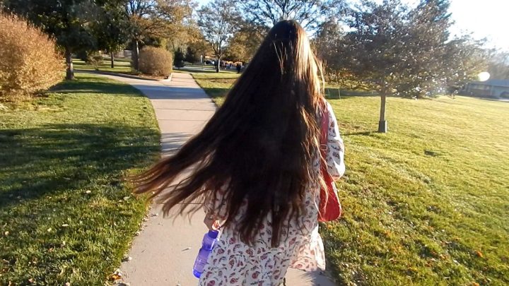 Walking Around with Antonia's Shiny Hair Down at the Park - Image 13