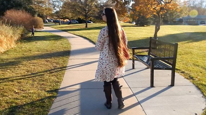 Walking Around with Antonia's Shiny Hair Down at the Park - Image 8