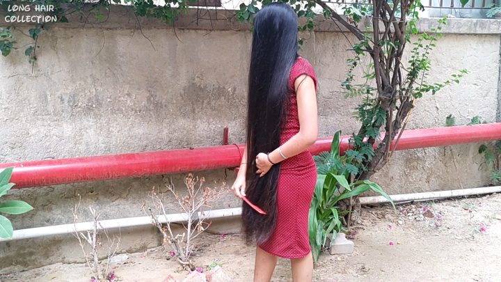 Shalini Brushing her Super Silky Hair, Combing & Playing in the Wind - Image 16