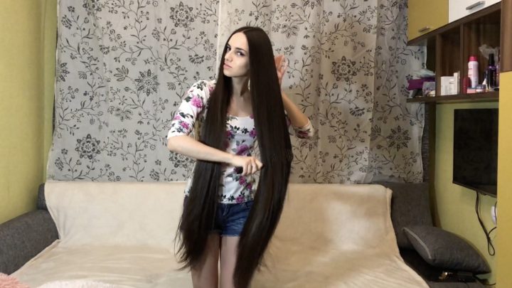 Thigh Length Soft, Silky Hair Play Next to Sofa - Image 19