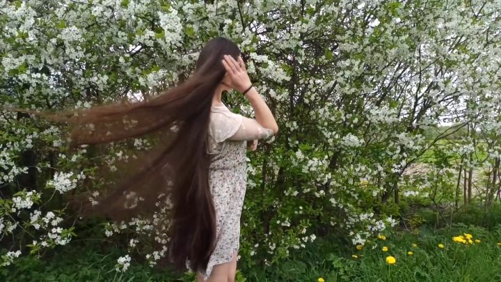 Beautiful Natali in Nature (Hair Brushing, Playing in Wind) - Image 12