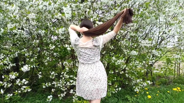 Beautiful Natali in Nature (Hair Brushing, Playing in Wind) - Image 3