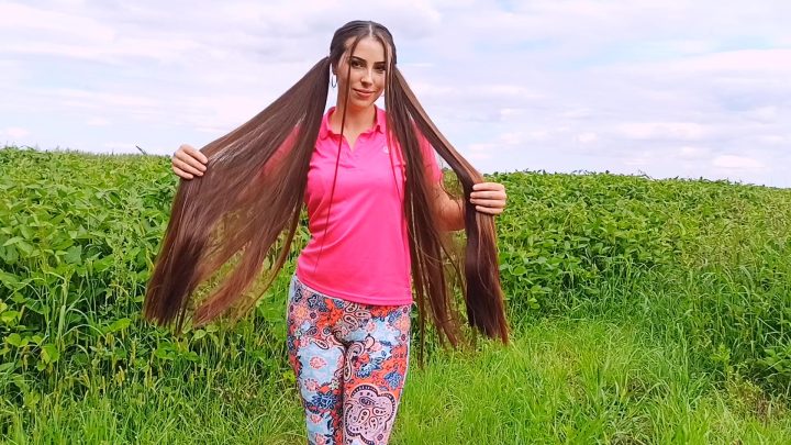 Silky Long Hair Walk in the Countryside (Doube Ponytails, Bun Drops, Combing) - Image 14