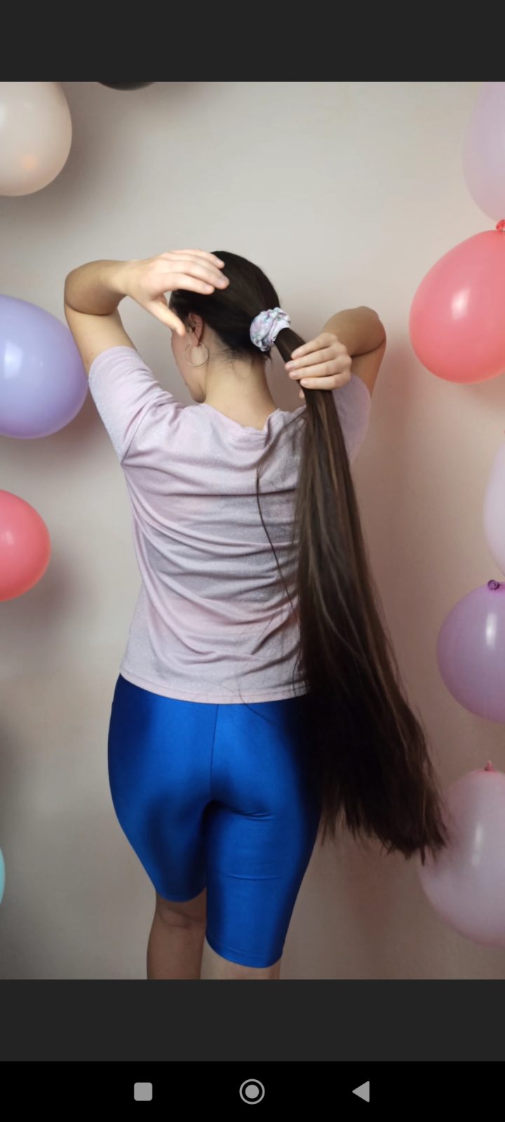 Massive Ponytails in Blue Shorts (Loose Hair Play & Ponytail Flaunting) - Image 15